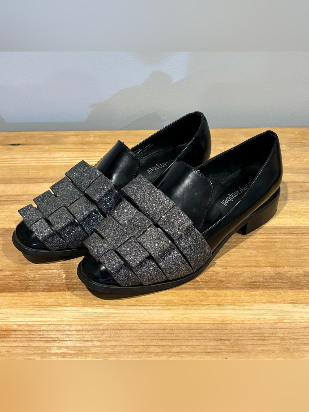 Jeffrey Campbell Beauvil Glitter Bow Loafers Size 6